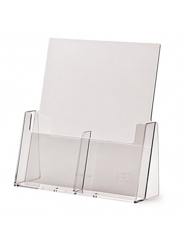 Expositor Plexiglas Sobremesa Folletos 1/3 A4  1 Compartimento Doble