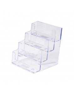 Expositor Dispensador de Tarjetas. De Poliestireno de 4 Compartimentos