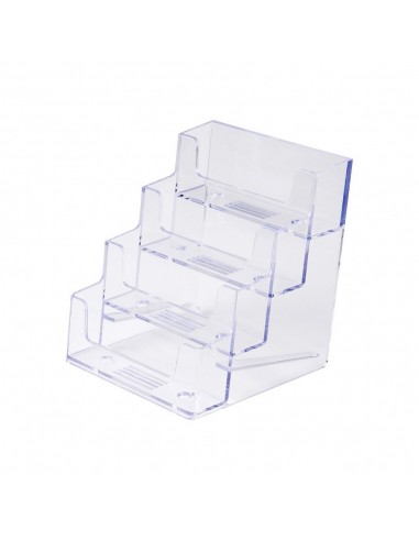 Expositor Dispensador de Tarjetas. De Poliestireno de 4 Compartimentos