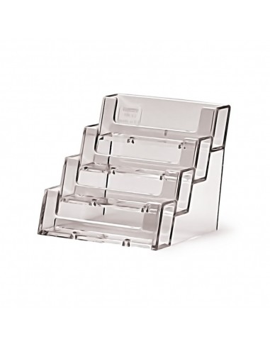 Expositor Dispensador de Tarjetas. De Metacrilato de 4 Compartimentos