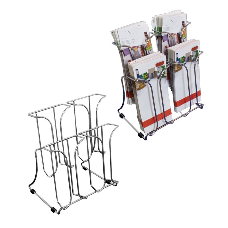 Expositor Folletos / 1/3 A4  Metal 4 Compartimentos