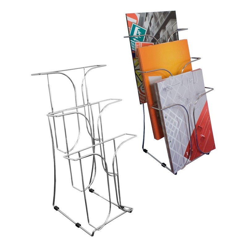 Expositor Folletos /  A4  Metal 3 Compartimentos