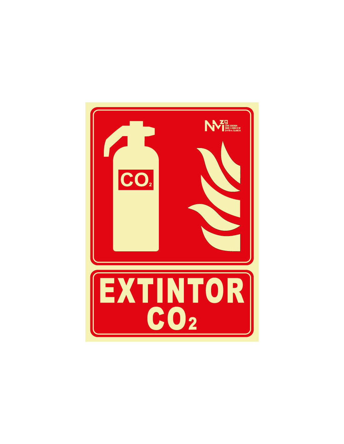 Señal Luminiscente PVC o Aluminio. Extintor CO2