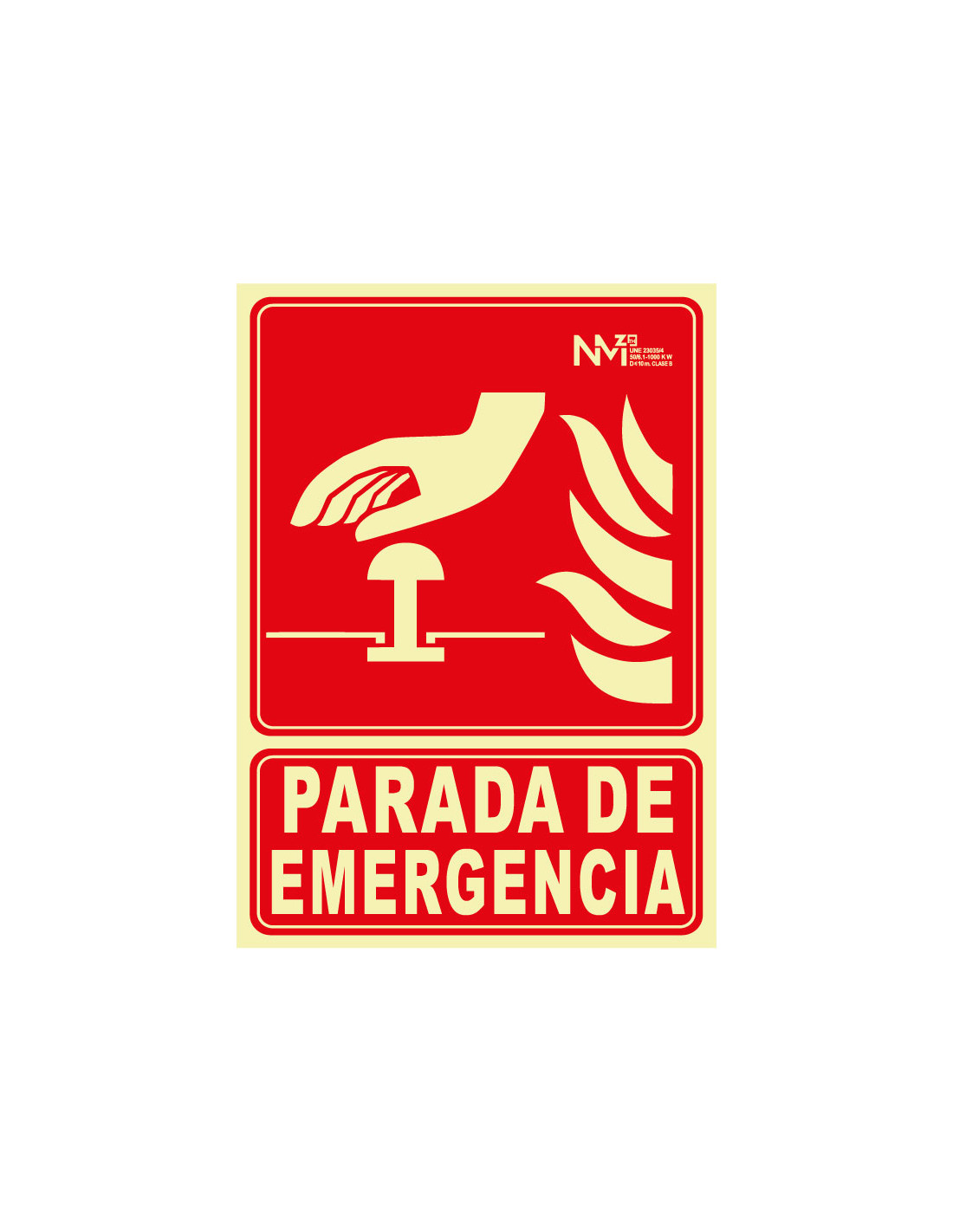 Señal Luminiscente PVC o Aluminio. Parada de Emergencia
