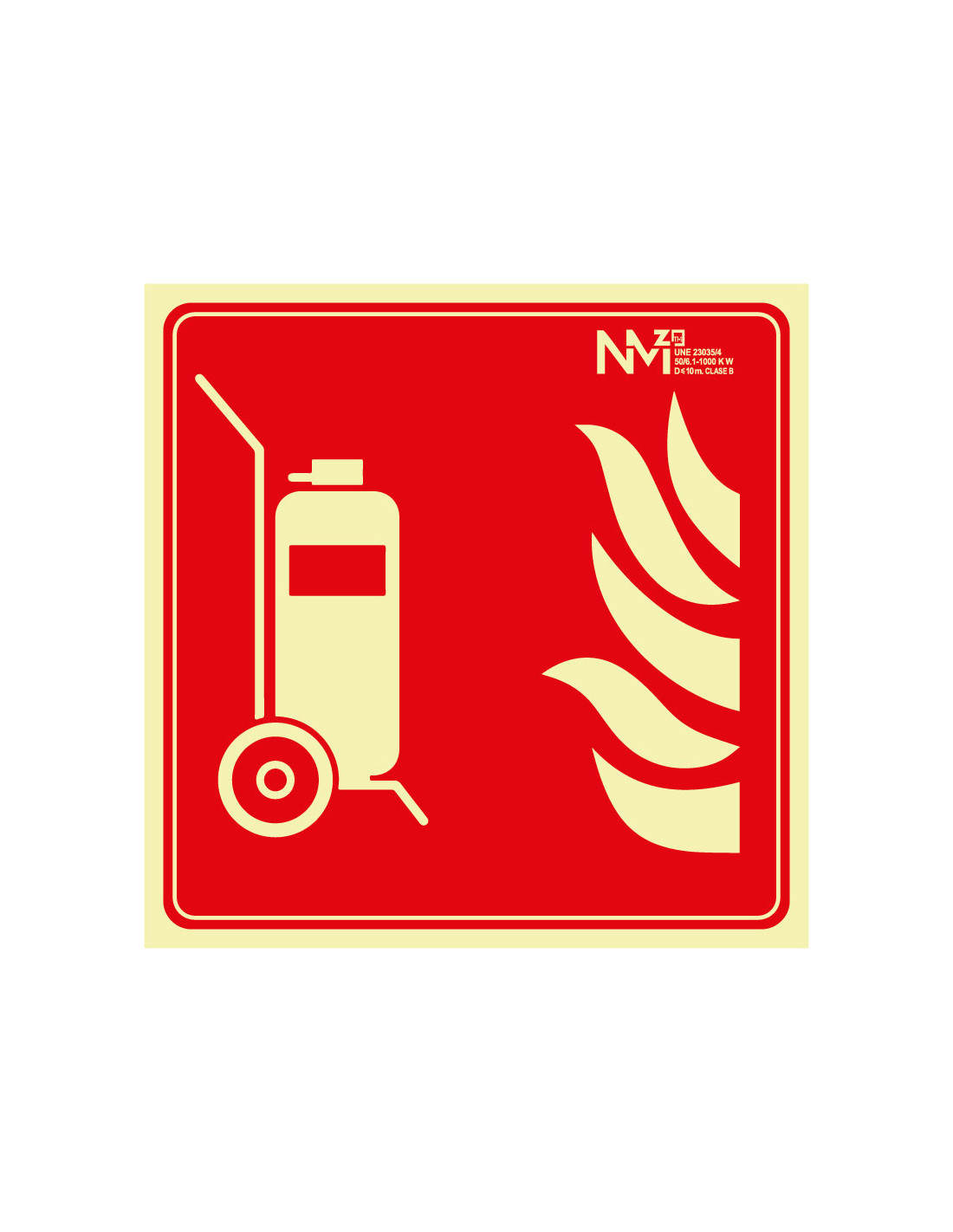 Señal Luminiscente PVC o Aluminio Cuadrada. Extintor Móvil