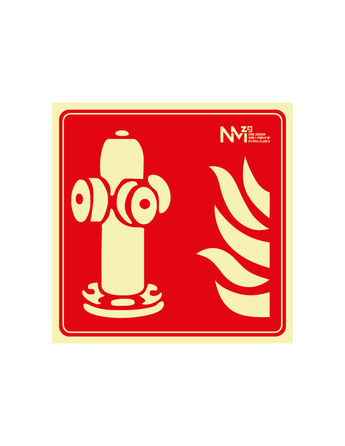 Señal Luminiscente PVC o Aluminio Cuadrada. Hidrante