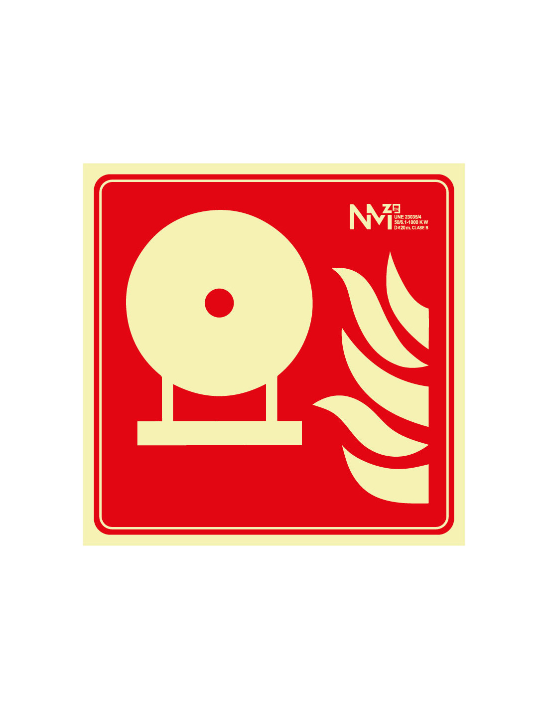 Señal Luminiscente PVC Cuadrada. Botella de Extinción Fija