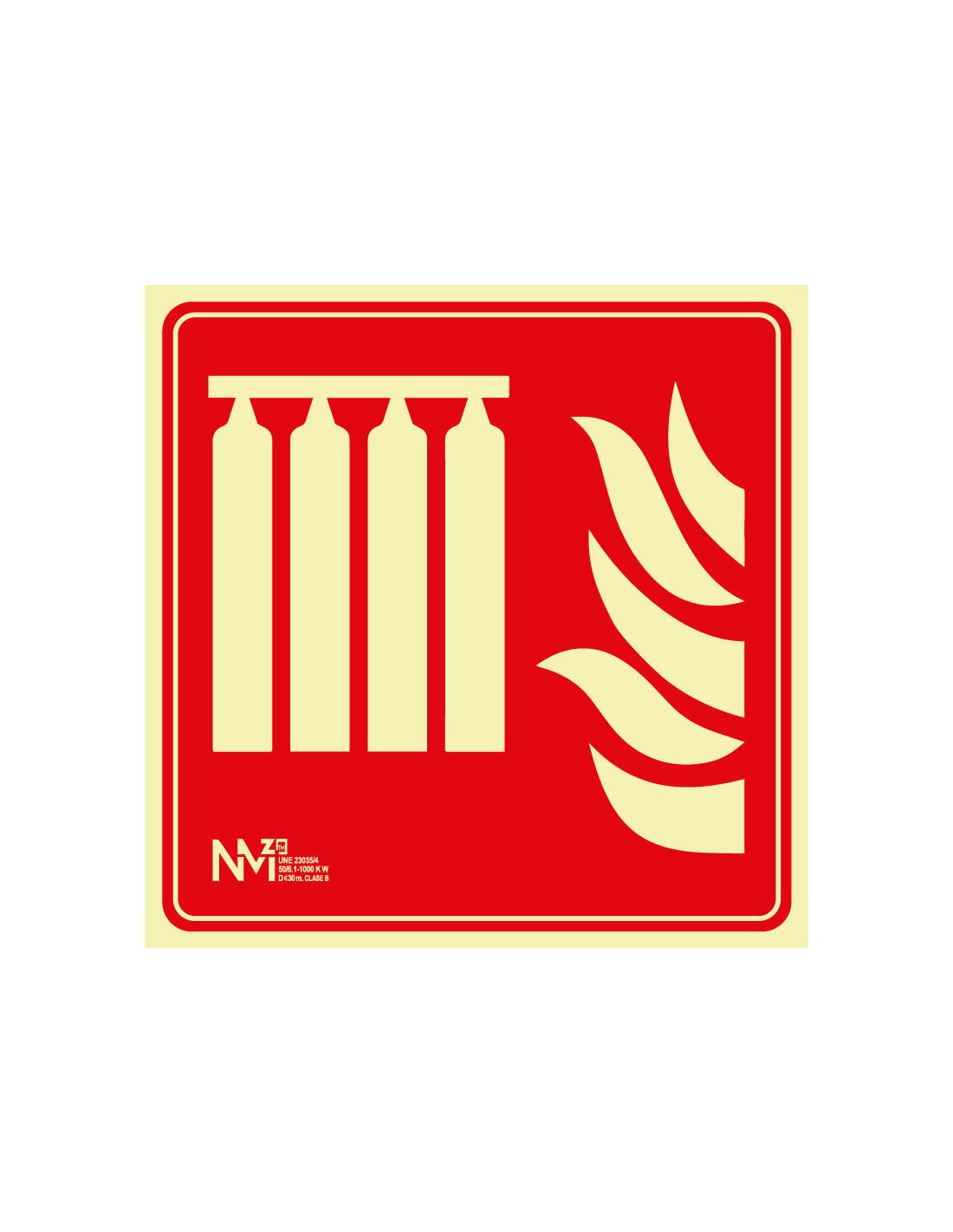 Señal Luminiscente PVC Cuadrada. Batería de Equipos de Extinción