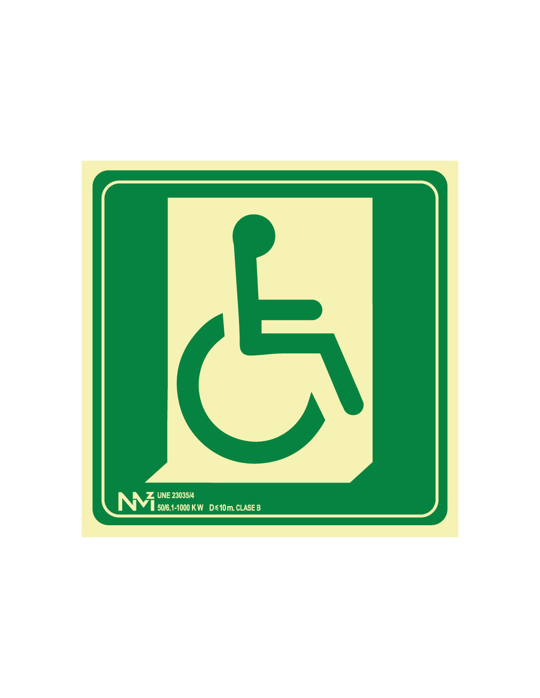 Señal Luminiscente PVC o Aluminio. Silla de Ruedas Salida Derecha
