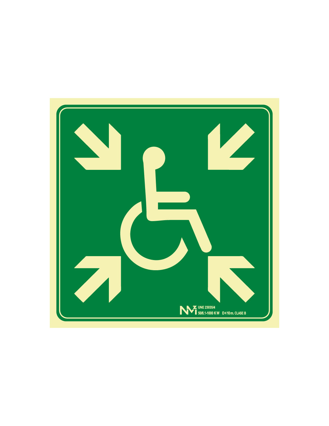 Señal Luminiscente PVC o Aluminio. Silla de Ruedas Punto de Encuentro