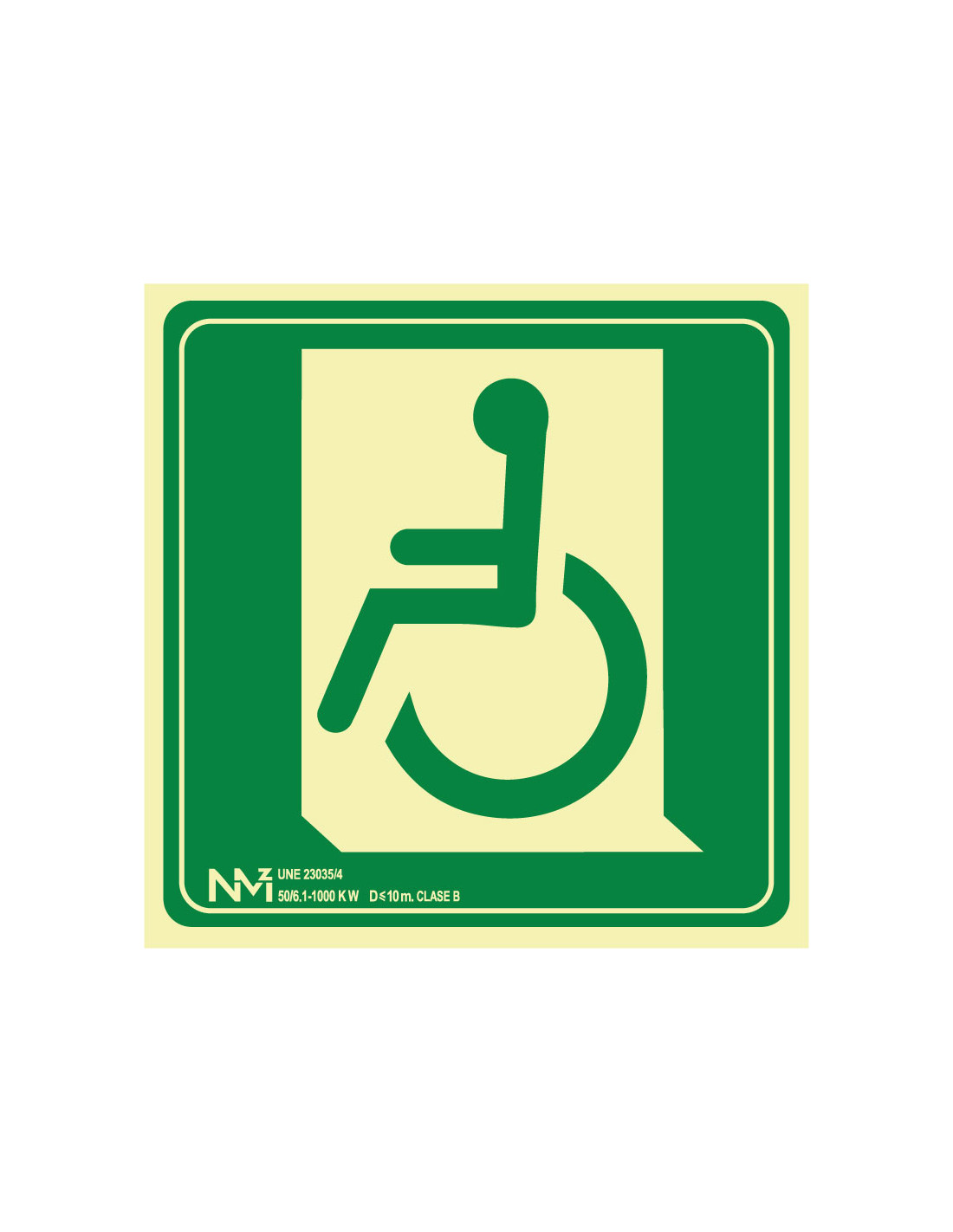 Señal Luminiscente PVC o Aluminio. Silla de Ruedas Salida Izquierda