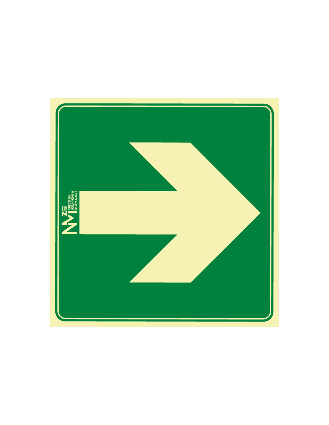 Señal Luminiscente PVC o Aluminio. Flecha Recta