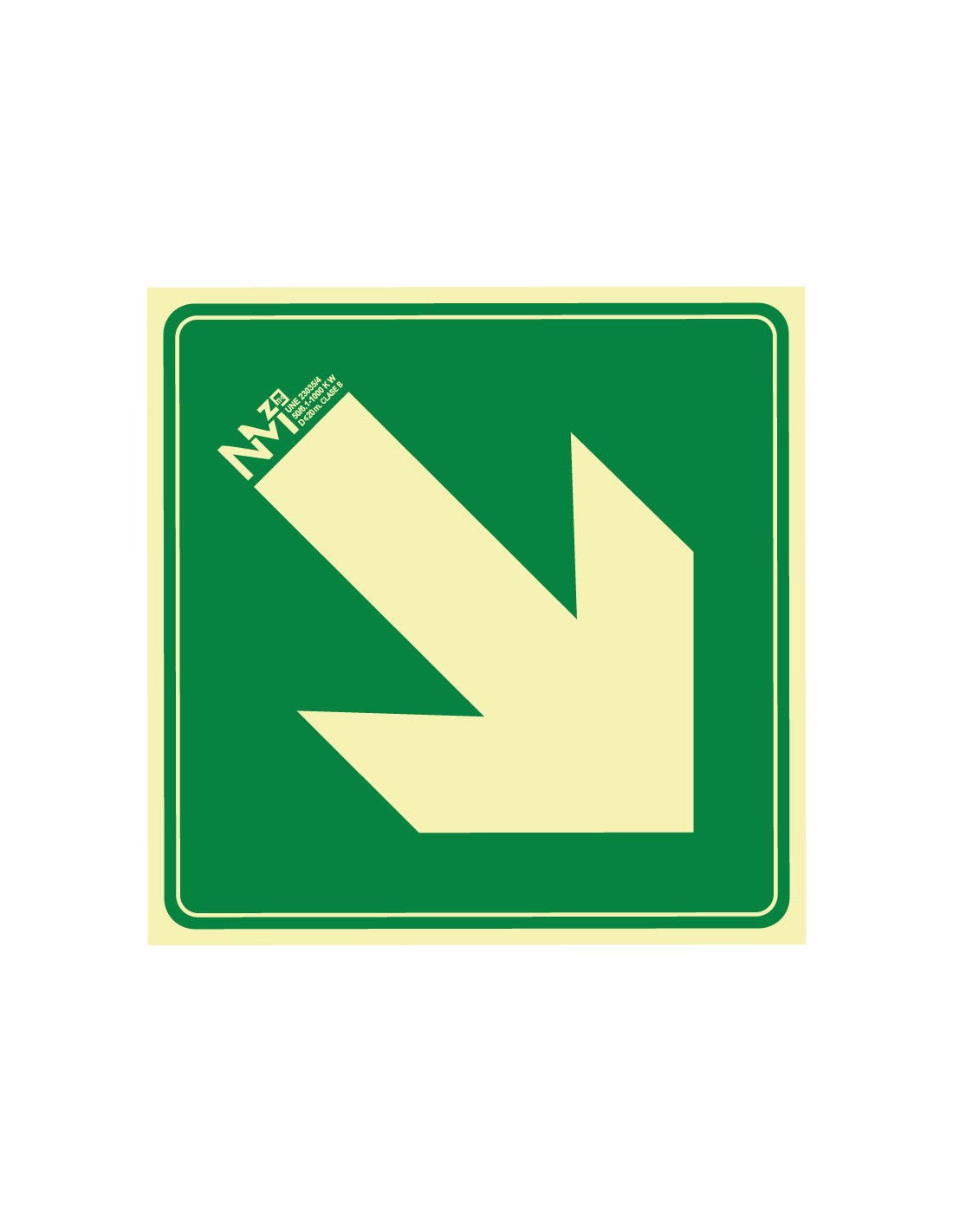 Señal Luminiscente PVC o Aluminio. Flecha Oblicua