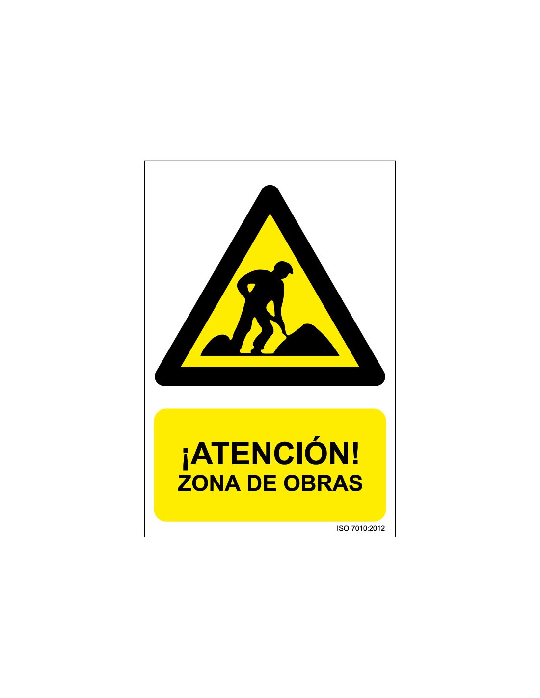 Señal Adhesivo, PVC o Aluminio. Atención Zona de Obras