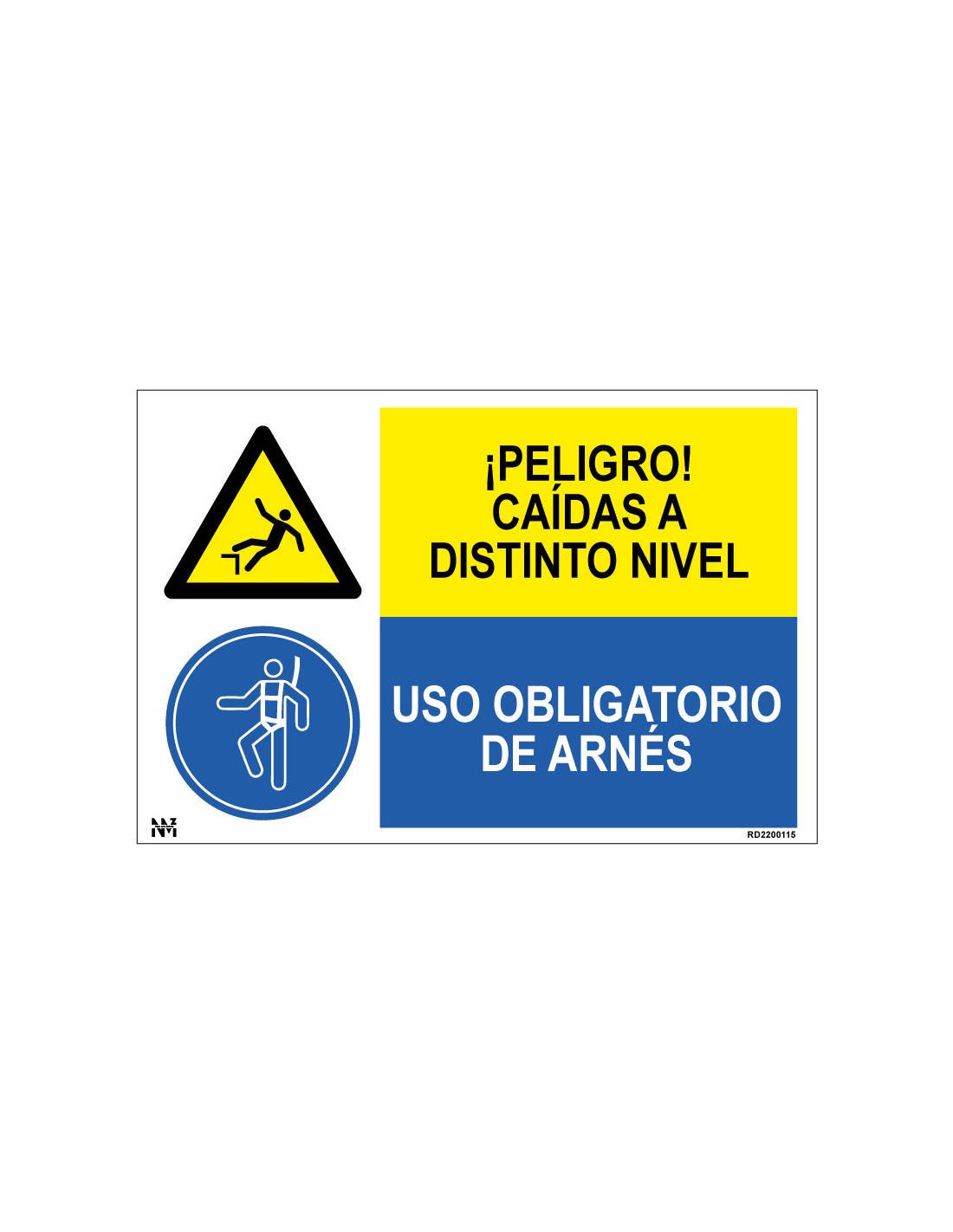 Señal Peligro Caídas a Distinto Nivel. Uso Obligatorio de Arnés