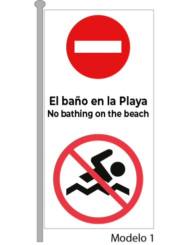 Bandera Prohibido el Baño Vertical