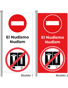 Bandera Prohibido El Nudismo Vertical