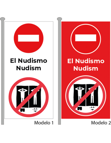Bandera Prohibido El Nudismo Vertical