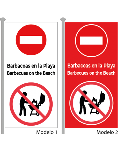 Bandera Prohibido Barbacoas Vertical