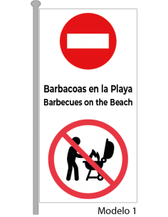 Bandera Prohibido Barbacoas Vertical