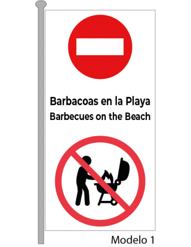 Bandera Prohibido Barbacoas Vertical