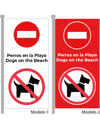 Bandera Prohibido Perros en la Playa