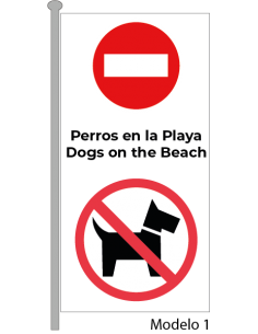 Bandera Prohibido Perros en la Playa