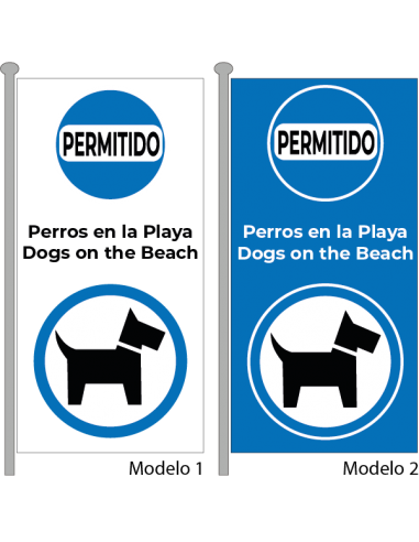 Bandera Permitido Perros en la Playa Vertical