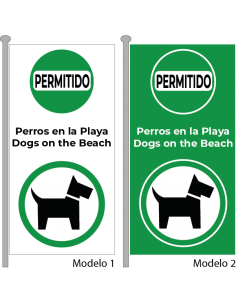 Bandera Permitido Perros en la Playa Vertical