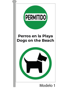 Bandera Permitido Perros en la Playa Vertical