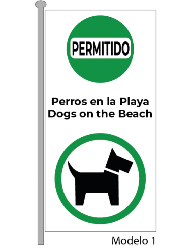 Bandera Permitido Perros en la Playa Vertical