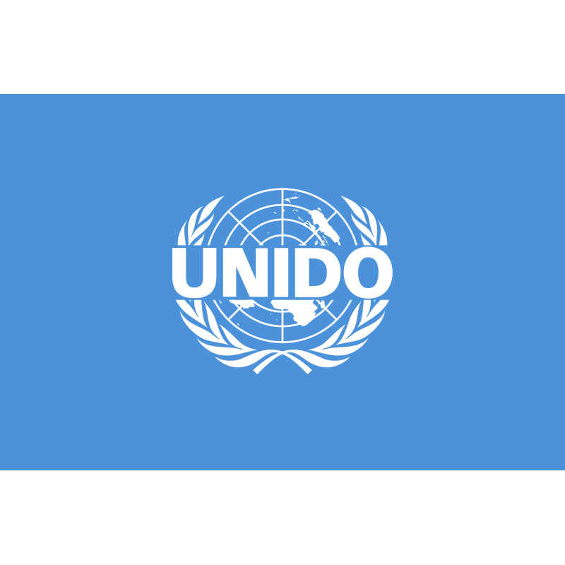 Bandera de la ONUDI. Organización de las Naciones Unidas para el Desarrollo Industrial