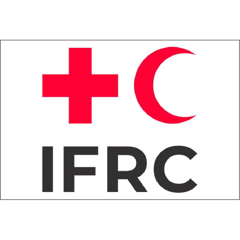Bandera IFRC. Cruz Roja Media Luna