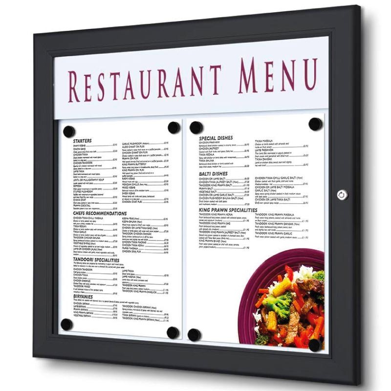 Vitrina Menú Logo. Negro. H. 2 x A4