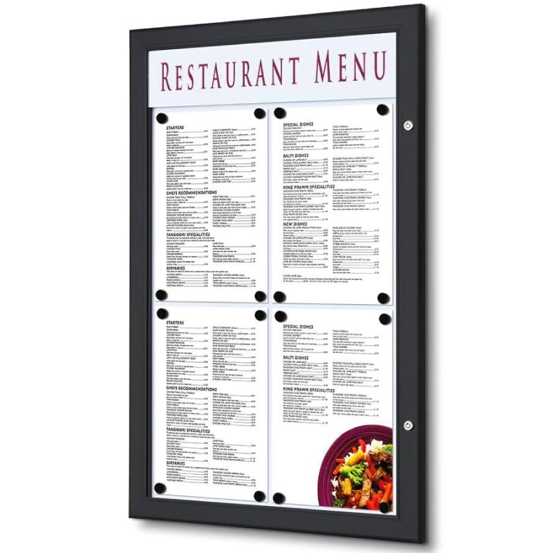 Vitrina Menú Logo. Negro. 4 x A4