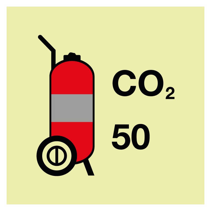 Señal Luminiscente PVC 1,1 mm. Carro Extintor de CO2 de 50 Kg.
